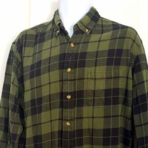 BOCA Classics Mens 2XL Green Black Plaid Flannel 100% cotton. Outdoorsy